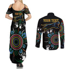 Personalised Panthers Aboriginal Dot Couples Matching Summer Maxi Dress and Long Sleeve Button Shirt Go the Mighty Panthers