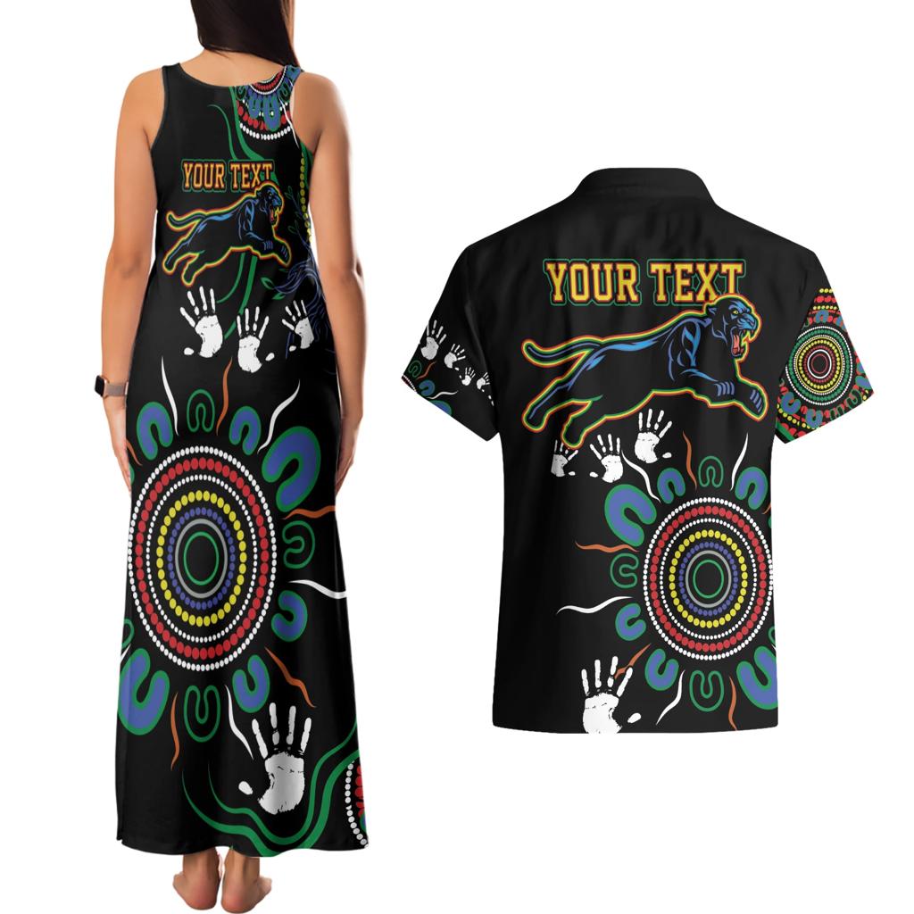 Personalised Panthers Aboriginal Dot Couples Matching Tank Maxi Dress and Hawaiian Shirt Go the Mighty Panthers
