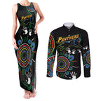 Personalised Panthers Aboriginal Dot Couples Matching Tank Maxi Dress and Long Sleeve Button Shirt Go the Mighty Panthers