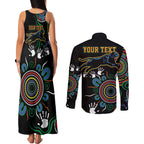 Personalised Panthers Aboriginal Dot Couples Matching Tank Maxi Dress and Long Sleeve Button Shirt Go the Mighty Panthers