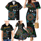 Personalised Panthers Aboriginal Dot Family Matching Mermaid Dress and Hawaiian Shirt Go the Mighty Panthers