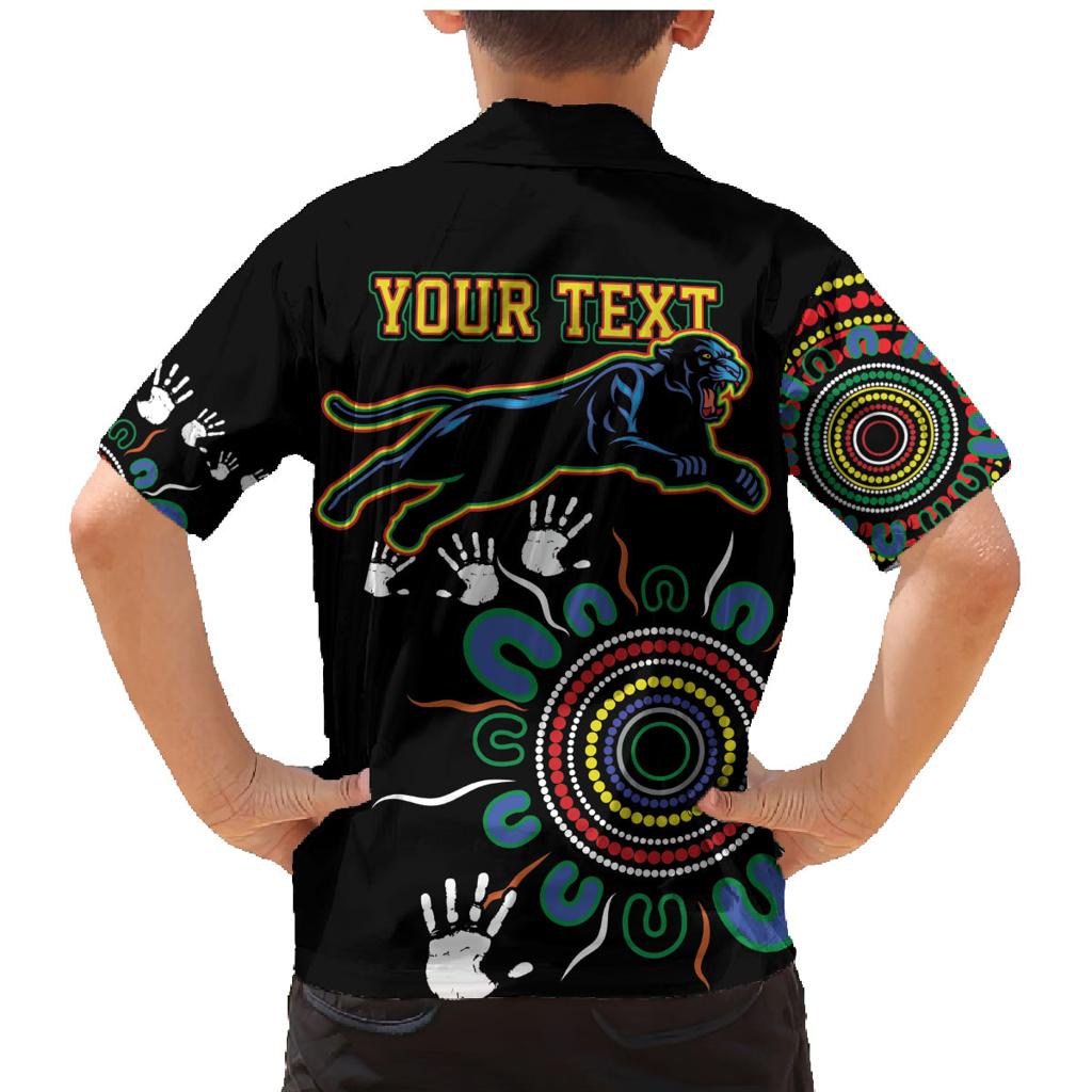 Personalised Panthers Aboriginal Dot Family Matching Mermaid Dress and Hawaiian Shirt Go the Mighty Panthers