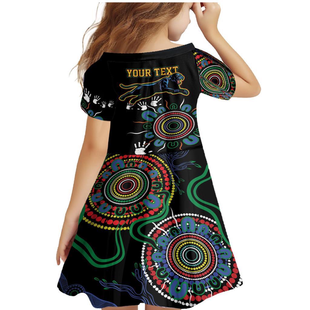Personalised Panthers Aboriginal Dot Family Matching Mermaid Dress and Hawaiian Shirt Go the Mighty Panthers