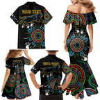 Personalised Panthers Aboriginal Dot Family Matching Mermaid Dress and Hawaiian Shirt Go the Mighty Panthers