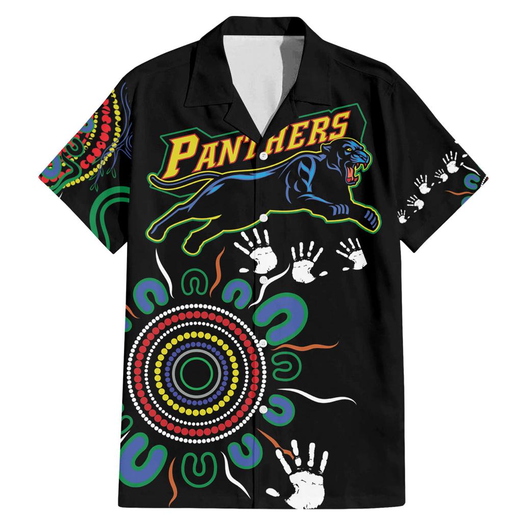 Personalised Panthers Aboriginal Dot Family Matching Mermaid Dress and Hawaiian Shirt Go the Mighty Panthers