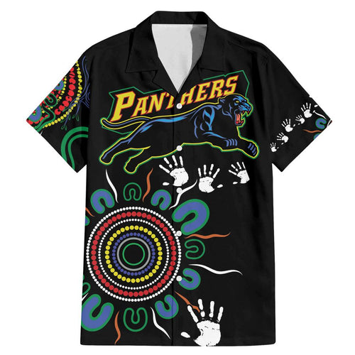 Personalised Panthers Aboriginal Dot Family Matching Mermaid Dress and Hawaiian Shirt Go the Mighty Panthers