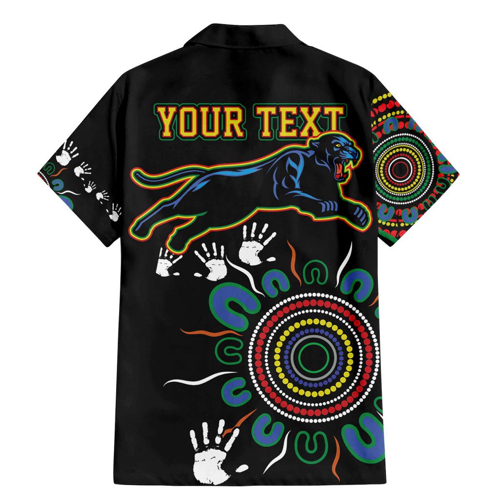 Personalised Panthers Aboriginal Dot Family Matching Mermaid Dress and Hawaiian Shirt Go the Mighty Panthers