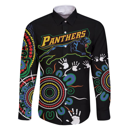 Personalised Panthers Aboriginal Dot Family Matching Mermaid Dress and Hawaiian Shirt Go the Mighty Panthers