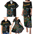 Personalised Panthers Aboriginal Dot Family Matching Puletasi and Hawaiian Shirt Go the Mighty Panthers