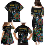 Personalised Panthers Aboriginal Dot Family Matching Puletasi and Hawaiian Shirt Go the Mighty Panthers