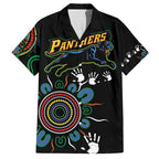Personalised Panthers Aboriginal Dot Family Matching Short Sleeve Bodycon Dress and Hawaiian Shirt Go the Mighty Panthers