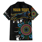 Personalised Panthers Aboriginal Dot Family Matching Short Sleeve Bodycon Dress and Hawaiian Shirt Go the Mighty Panthers