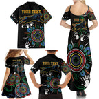 Personalised Panthers Aboriginal Dot Family Matching Summer Maxi Dress and Hawaiian Shirt Go the Mighty Panthers