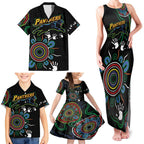Personalised Panthers Aboriginal Dot Family Matching Tank Maxi Dress and Hawaiian Shirt Go the Mighty Panthers