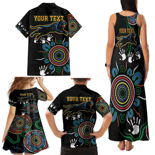 Personalised Panthers Aboriginal Dot Family Matching Tank Maxi Dress and Hawaiian Shirt Go the Mighty Panthers