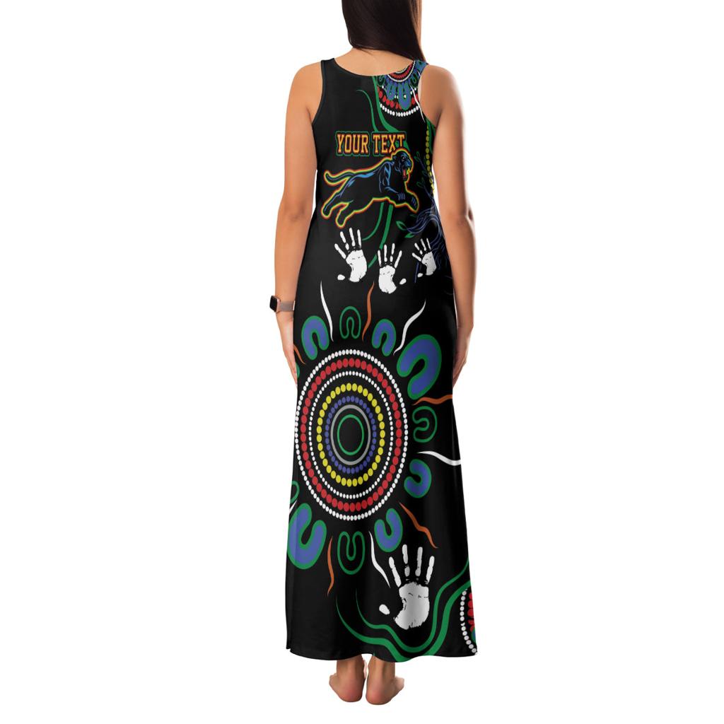 Personalised Panthers Aboriginal Dot Family Matching Tank Maxi Dress and Hawaiian Shirt Go the Mighty Panthers