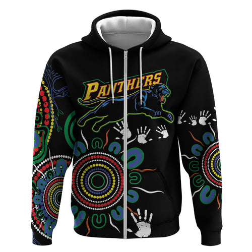 Personalised Panthers Aboriginal Dot Hoodie Go the Mighty Panthers