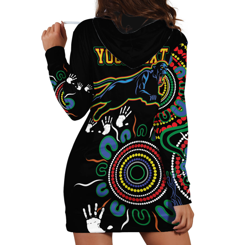 Personalised Panthers Aboriginal Dot Hoodie Dress Go the Mighty Panthers