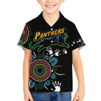 Personalised Panthers Aboriginal Dot Kid Hawaiian Shirt Go the Mighty Panthers