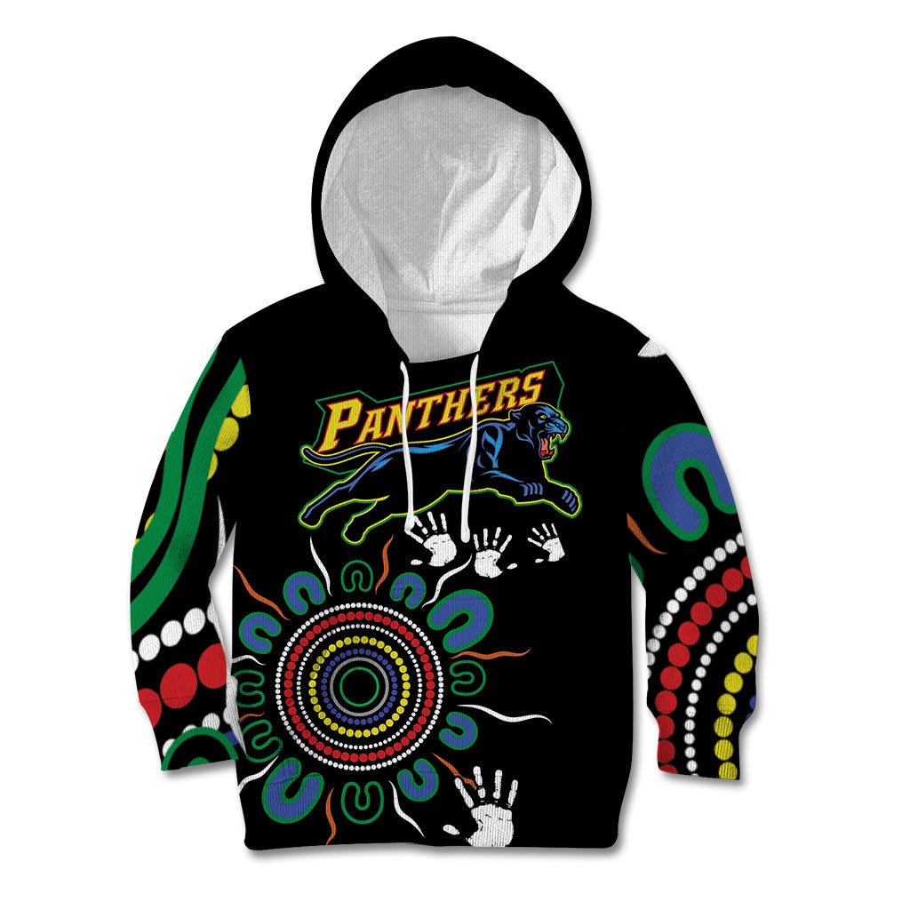 Personalised Panthers Aboriginal Dot Kid Hoodie Go the Mighty Panthers