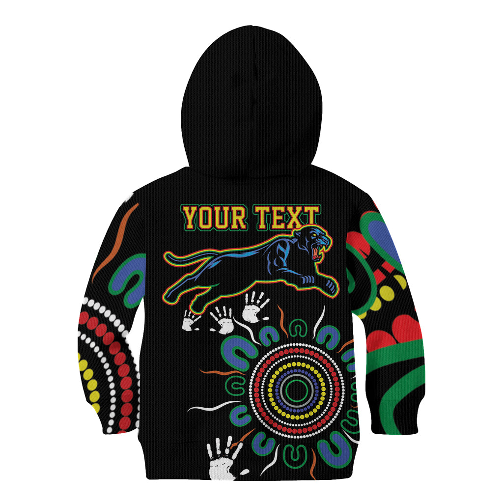 Personalised Panthers Aboriginal Dot Kid Hoodie Go the Mighty Panthers