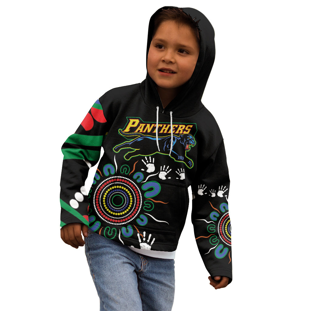 Personalised Panthers Aboriginal Dot Kid Hoodie Go the Mighty Panthers