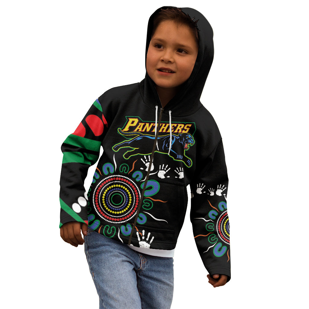 Personalised Panthers Aboriginal Dot Kid Hoodie Go the Mighty Panthers