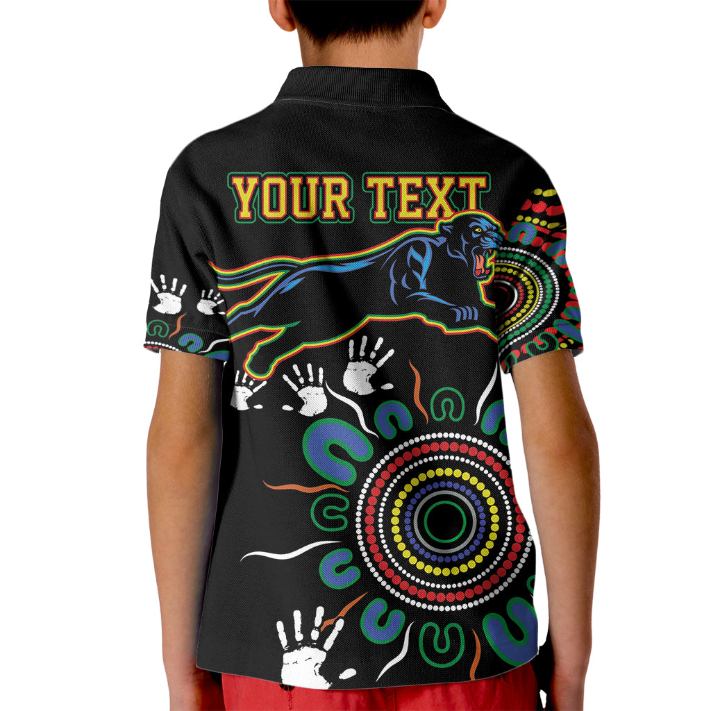 Personalised Panthers Aboriginal Dot Kid Polo Shirt Go the Mighty Panthers