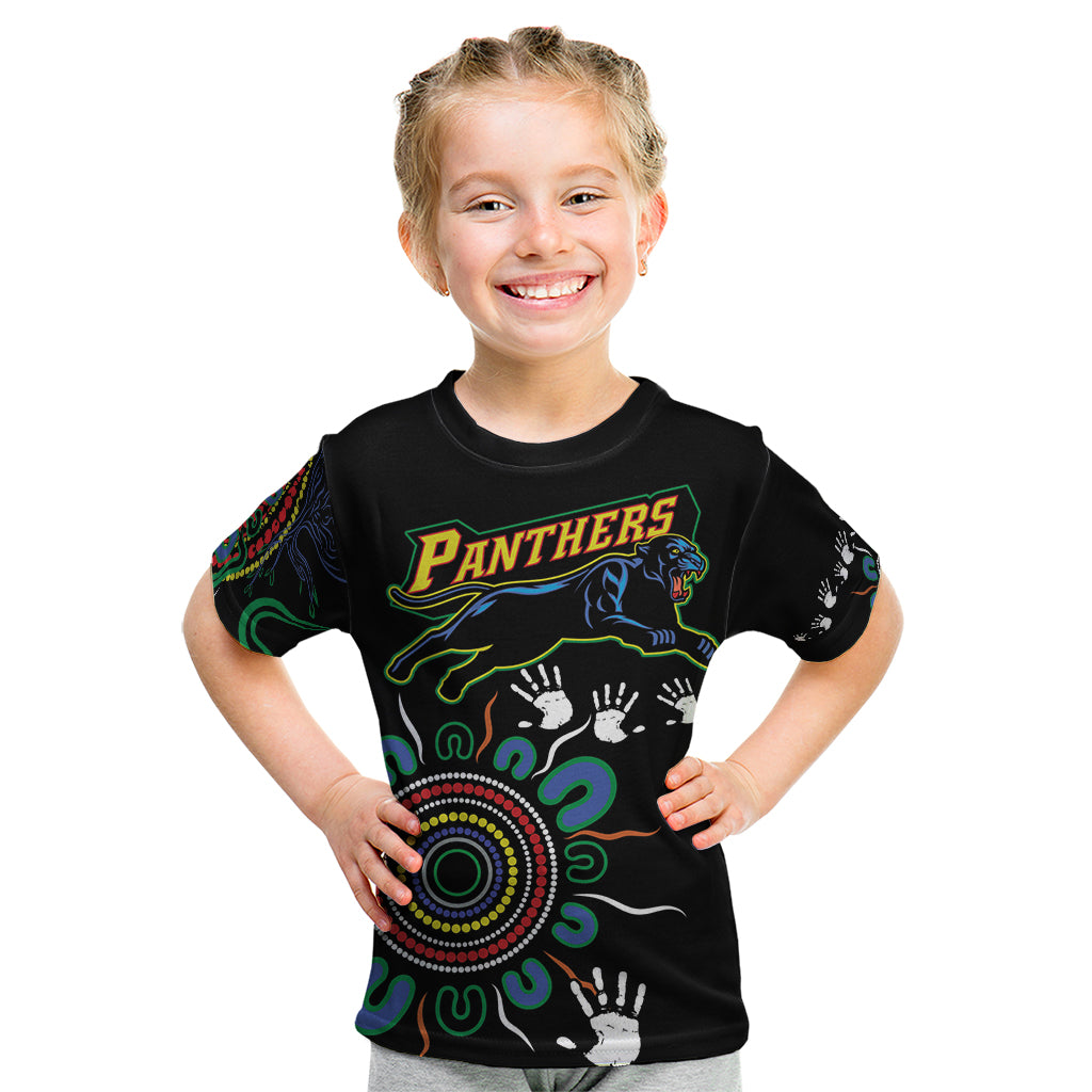 Personalised Panthers Aboriginal Dot Kid T Shirt Go the Mighty Panthers