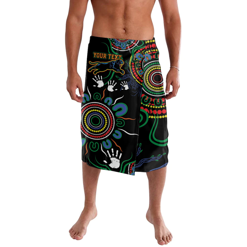 Personalised Panthers Aboriginal Dot Lavalava Go the Mighty Panthers