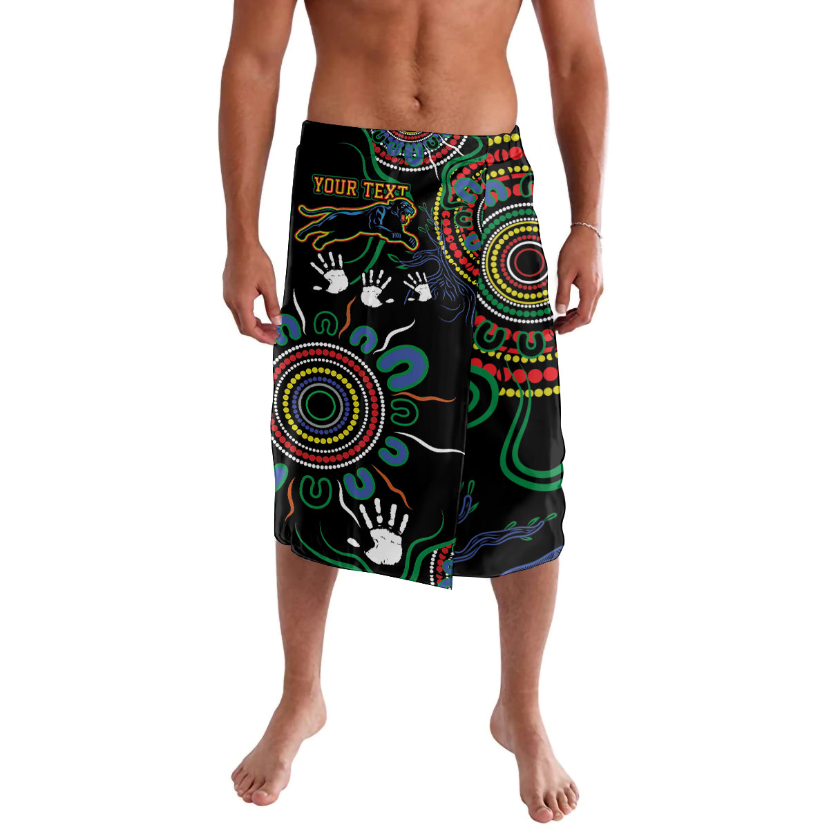 Personalised Panthers Aboriginal Dot Lavalava Go the Mighty Panthers