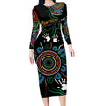 Personalised Panthers Aboriginal Dot Long Sleeve Bodycon Dress Go the Mighty Panthers