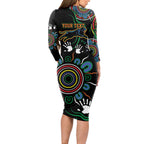 Personalised Panthers Aboriginal Dot Long Sleeve Bodycon Dress Go the Mighty Panthers