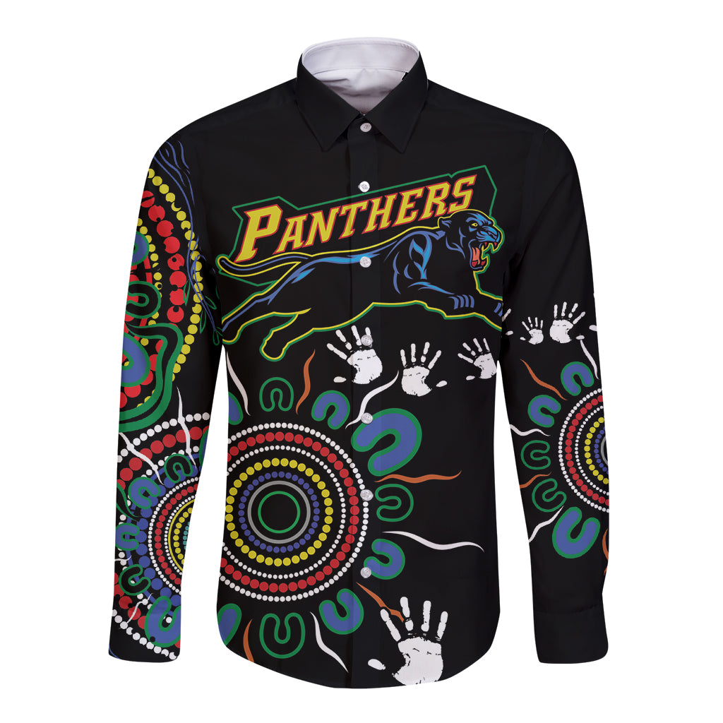 Personalised Panthers Aboriginal Dot Long Sleeve Button Shirt Go the Mighty Panthers
