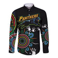 Personalised Panthers Aboriginal Dot Long Sleeve Button Shirt Go the Mighty Panthers