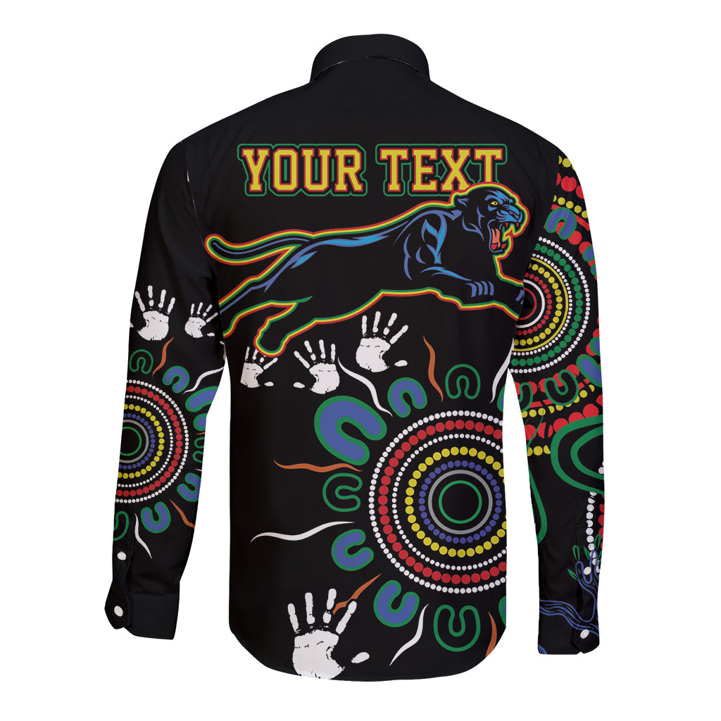 Personalised Panthers Aboriginal Dot Long Sleeve Button Shirt Go the Mighty Panthers