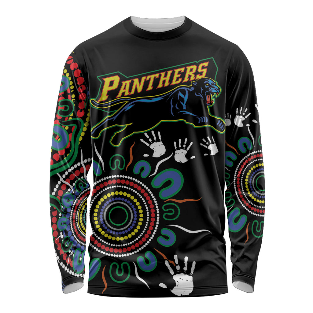 Personalised Panthers Aboriginal Dot Long Sleeve Shirt Go the Mighty Panthers