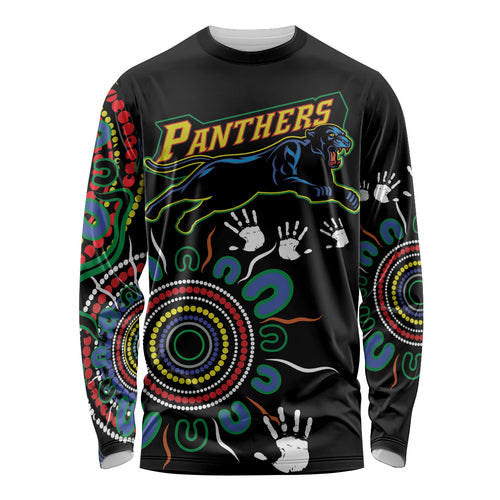 Personalised Panthers Aboriginal Dot Long Sleeve Shirt Go the Mighty Panthers