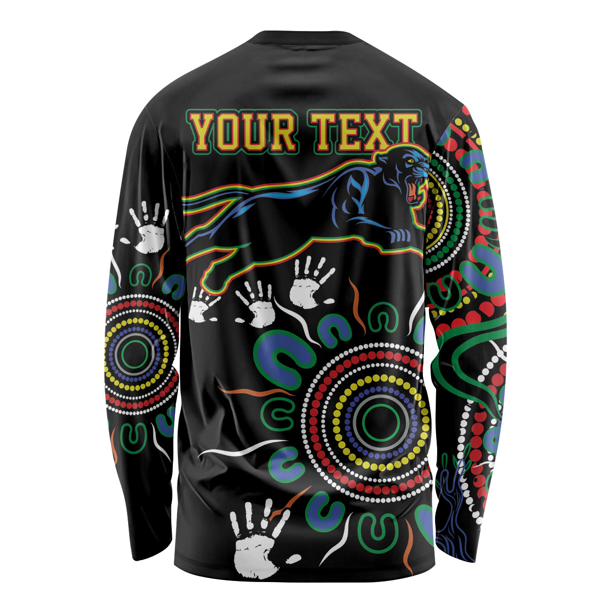 Personalised Panthers Aboriginal Dot Long Sleeve Shirt Go the Mighty Panthers
