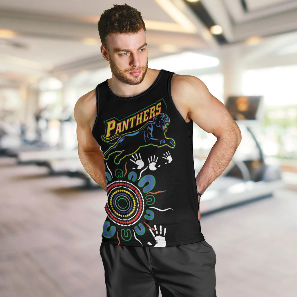 Personalised Panthers Aboriginal Dot Men Tank Top Go the Mighty Panthers