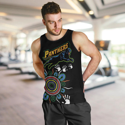 Personalised Panthers Aboriginal Dot Men Tank Top Go the Mighty Panthers