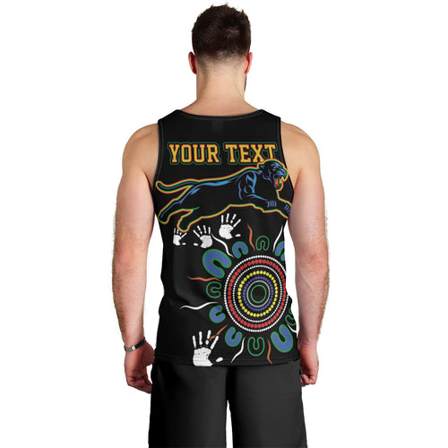 Personalised Panthers Aboriginal Dot Men Tank Top Go the Mighty Panthers