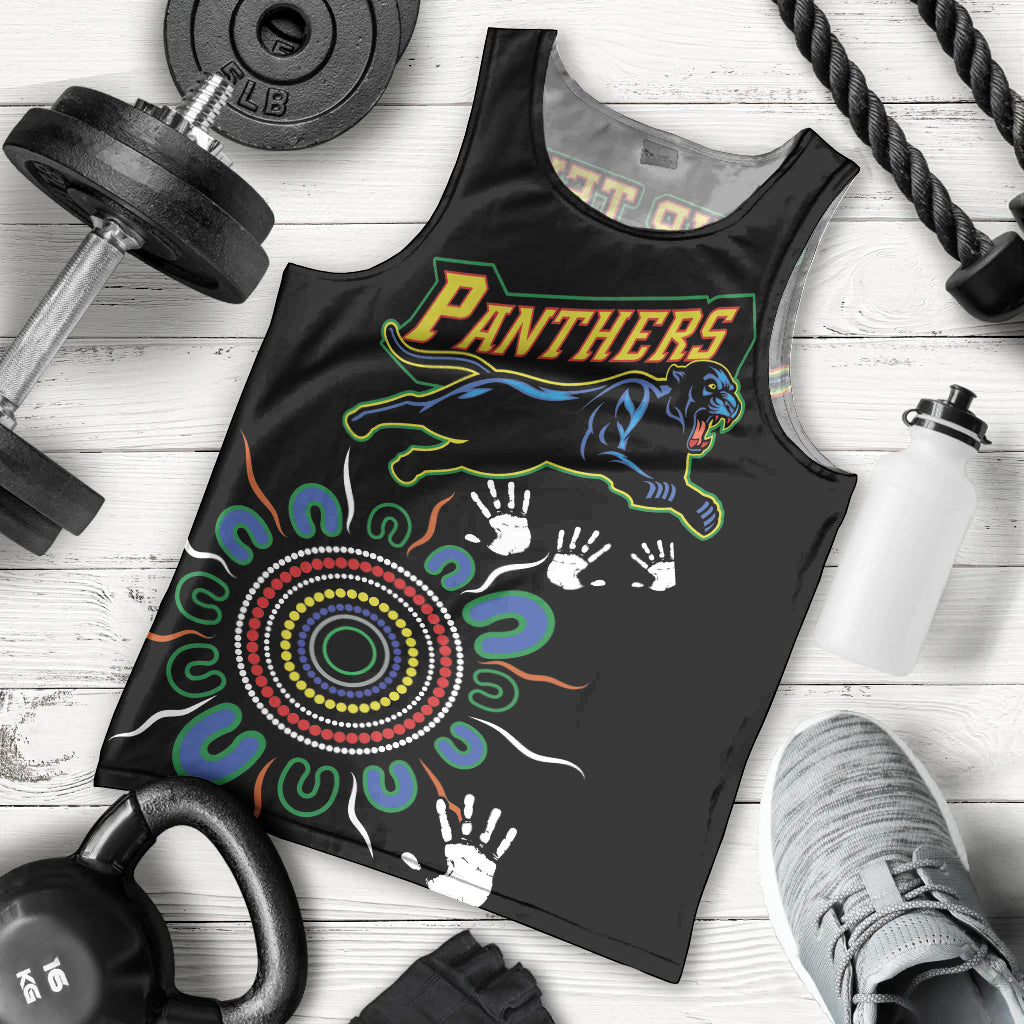 Personalised Panthers Aboriginal Dot Men Tank Top Go the Mighty Panthers
