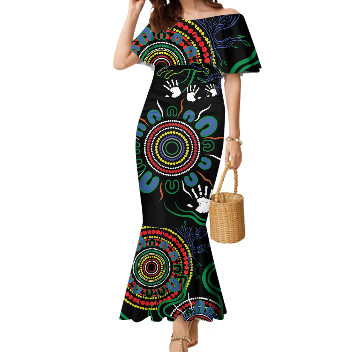 Personalised Panthers Aboriginal Dot Mermaid Dress Go the Mighty Panthers
