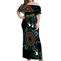 Personalised Panthers Aboriginal Dot Off Shoulder Maxi Dress Go the Mighty Panthers