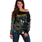Personalised Panthers Aboriginal Dot Off Shoulder Sweater Go the Mighty Panthers