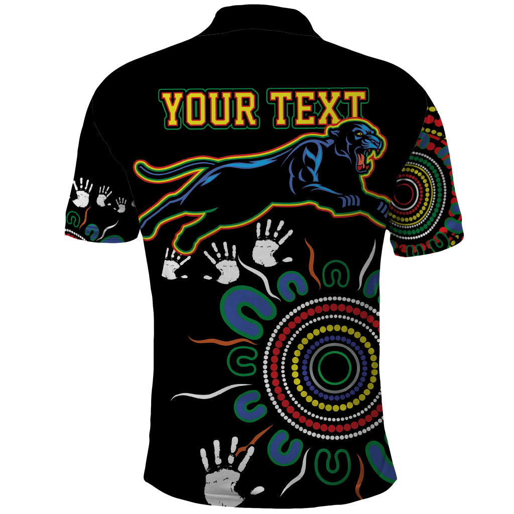 Personalised Panthers Aboriginal Dot Polo Shirt Go the Mighty Panthers