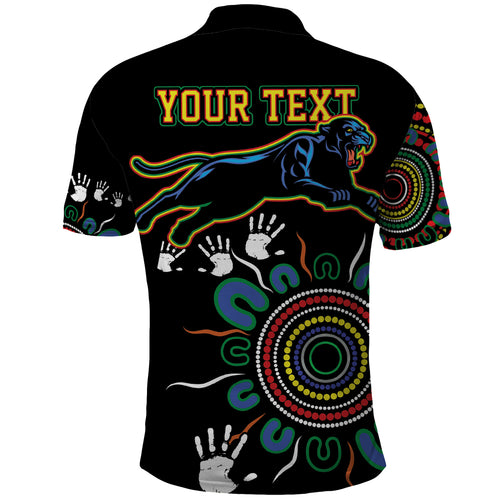 Personalised Panthers Aboriginal Dot Polo Shirt Go the Mighty Panthers
