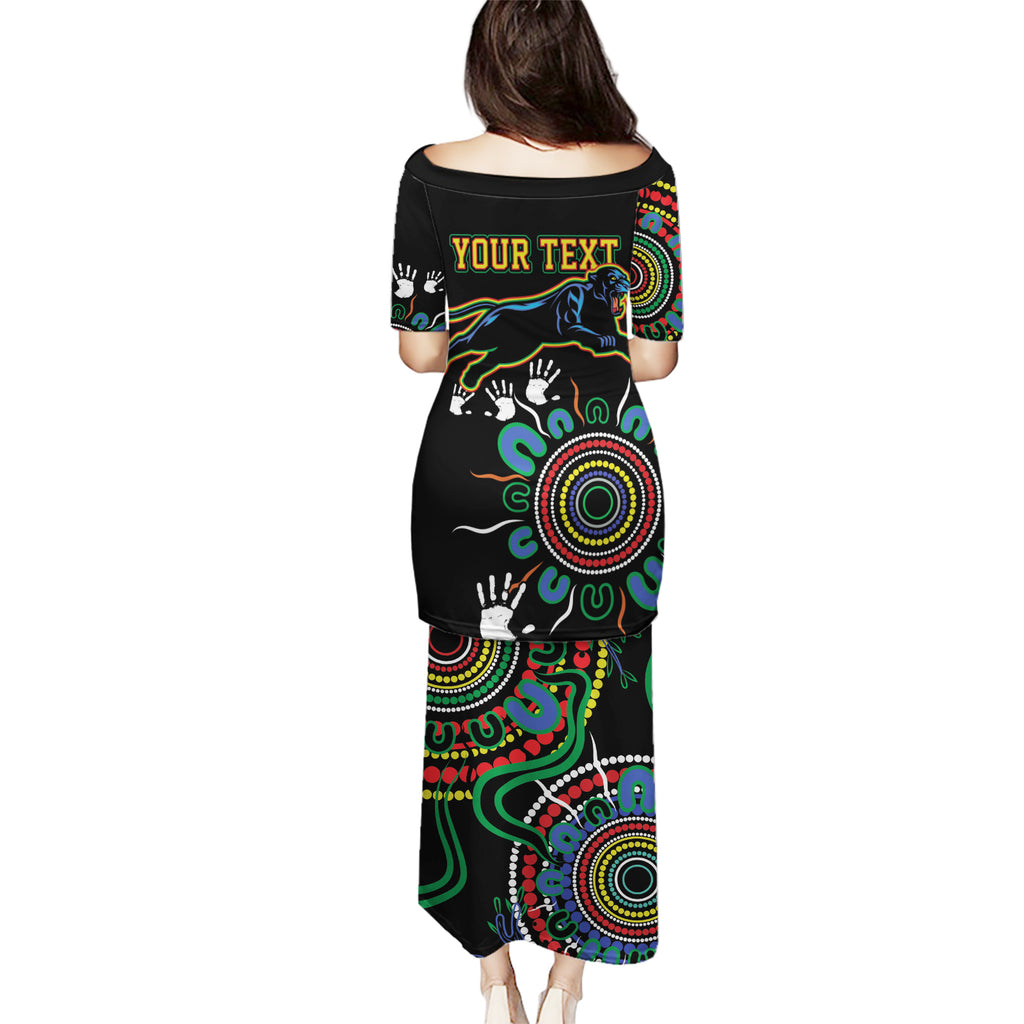 Personalised Panthers Aboriginal Dot Puletasi Go the Mighty Panthers