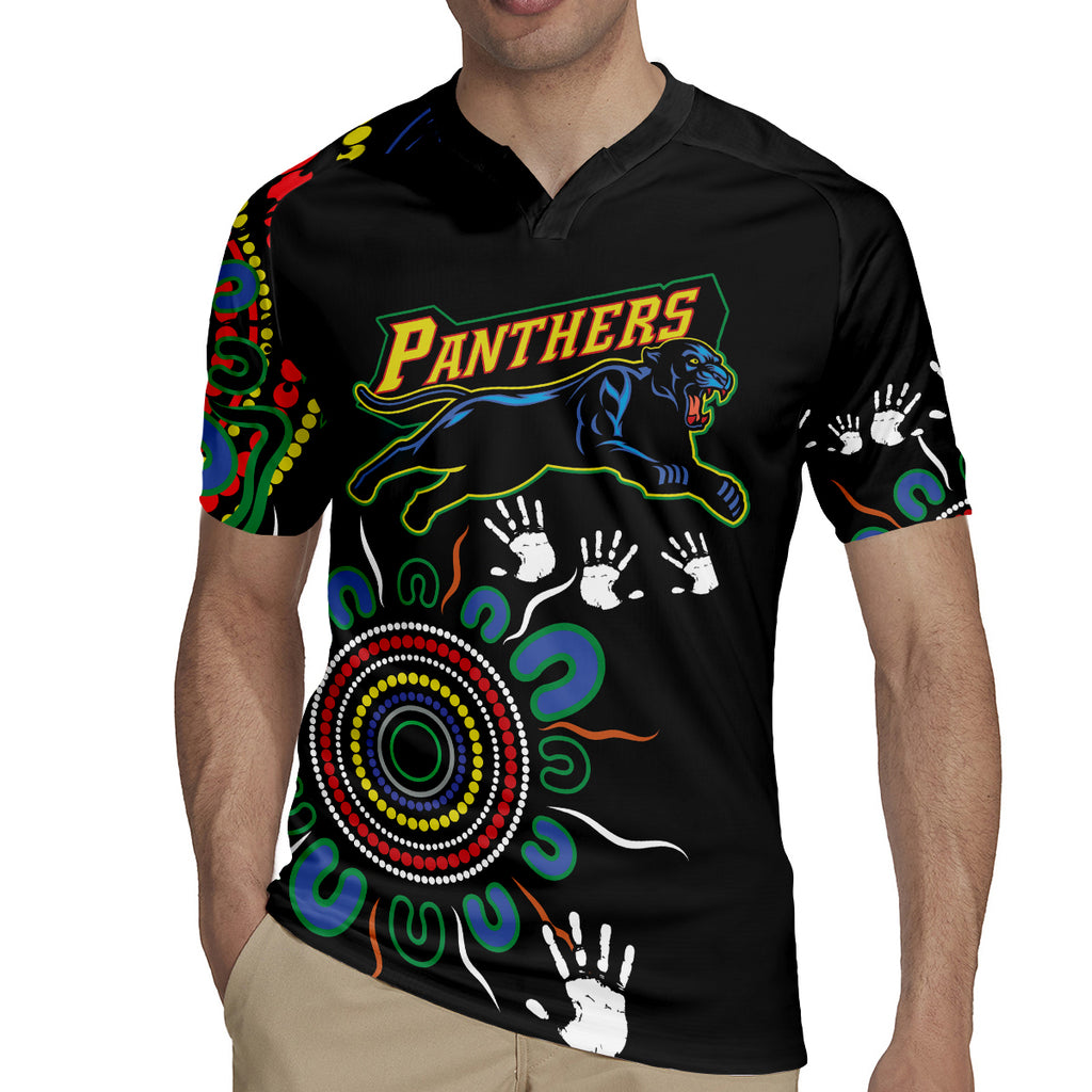 Personalised Panthers Aboriginal Dot Rugby Jersey Go the Mighty Panthers
